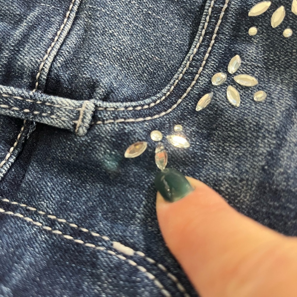 Squeeze Little Girls 6 Dark Wash Blue Bootcut/Flare Jeans with Rhinestones - Picture 7 of 7